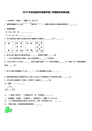 2025年友谊县四年级数学第二学期期末经典试题含解析