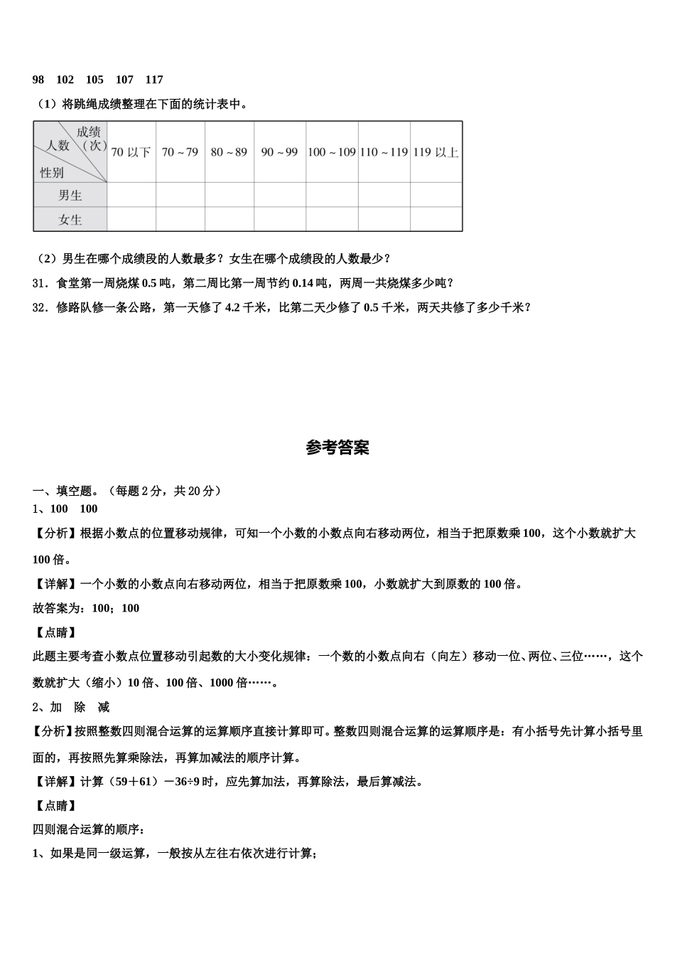 雷山县2025年四下数学期末联考模拟试题含解析_第3页