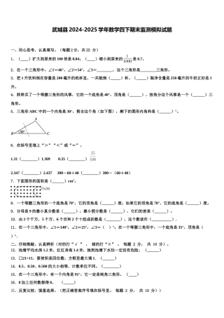 武城县2024-2025学年数学四下期末监测模拟试题含解析