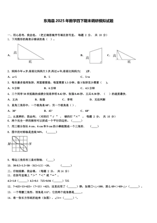 东海县2025年数学四下期末调研模拟试题含解析