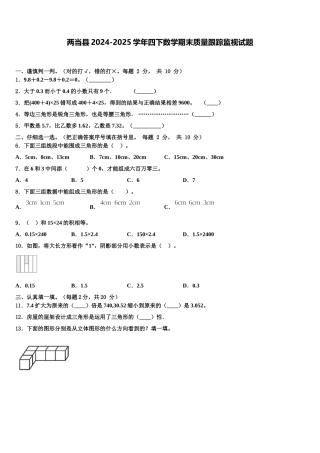 两当县2024-2025学年四下数学期末质量跟踪监视试题含解析