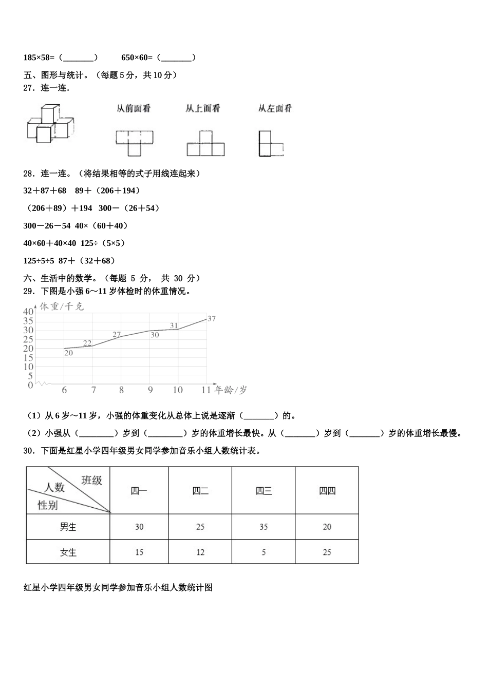 2024-2025学年漳浦县四年级数学第二学期期末复习检测试题含解析_第3页