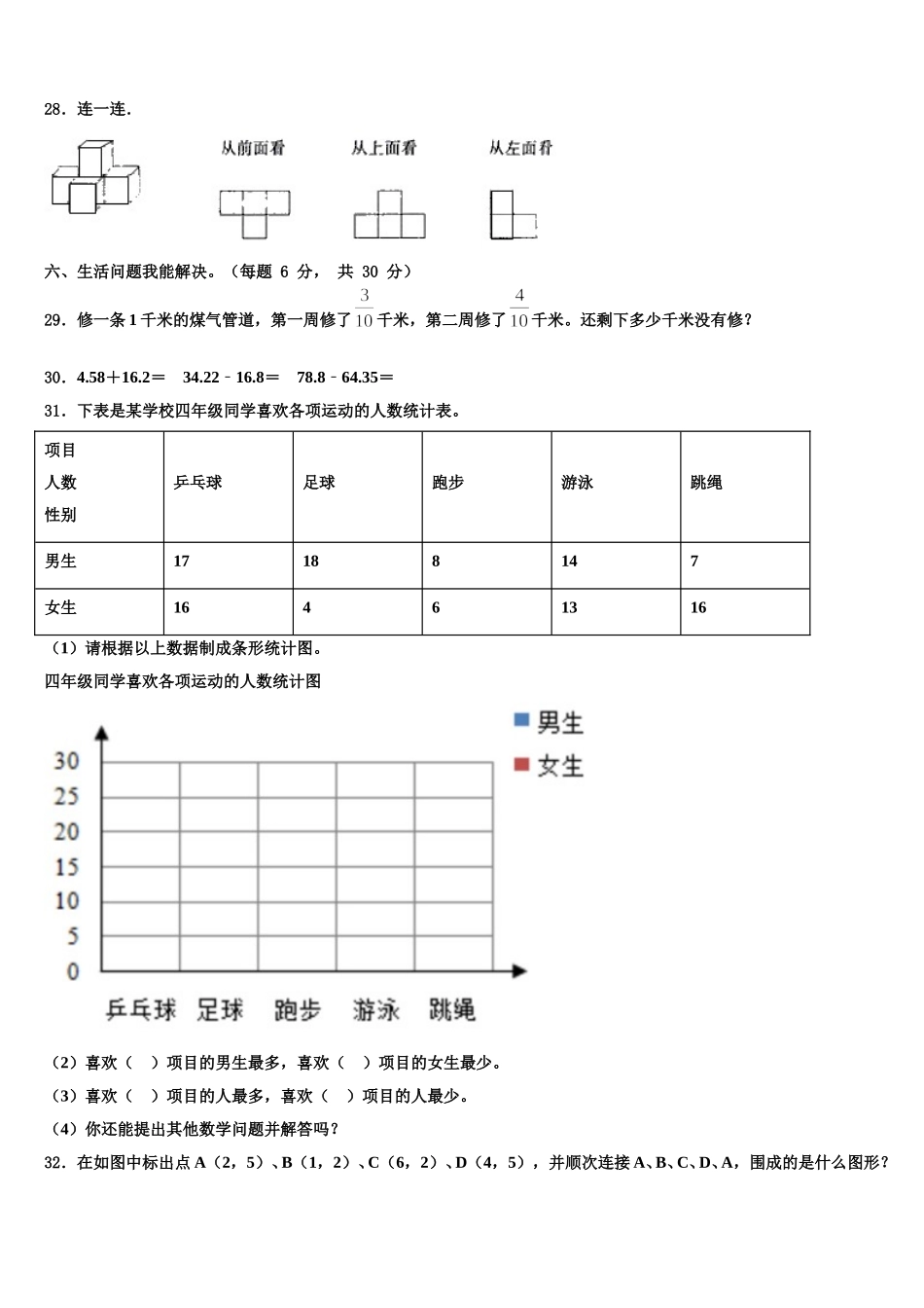 2025届蒲江县四年级数学第二学期期末调研模拟试题含解析_第3页