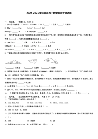 2024-2025学年青县四下数学期末考试试题含解析