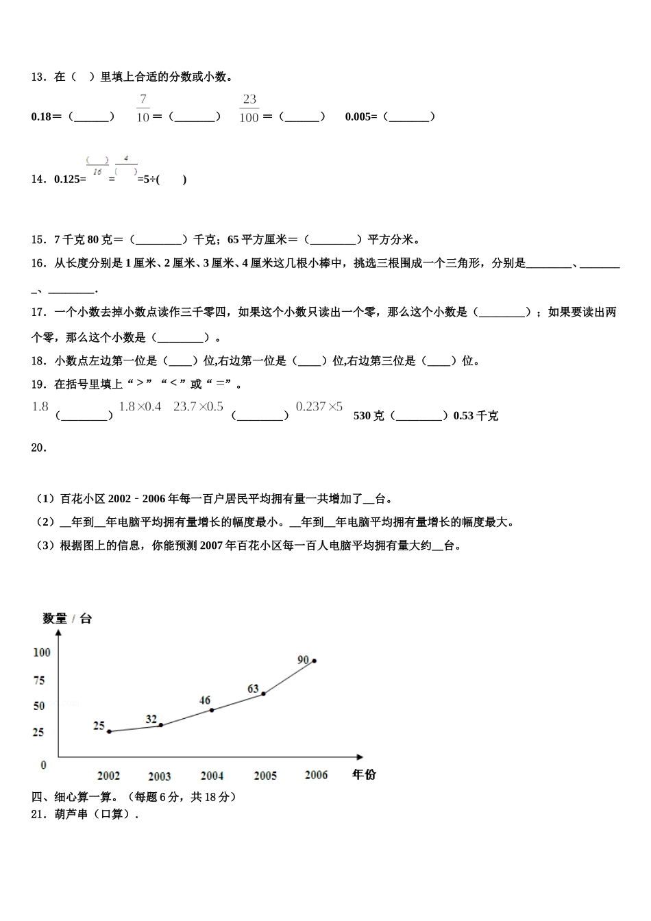 大通回族土族自治县2025年四年级数学第二学期期末综合测试模拟试题含解析_第2页