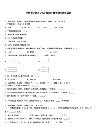 永州市宁远县2025届四下数学期末调研试题含解析
