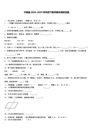 宁陵县2024-2025学年四下数学期末调研试题含解析