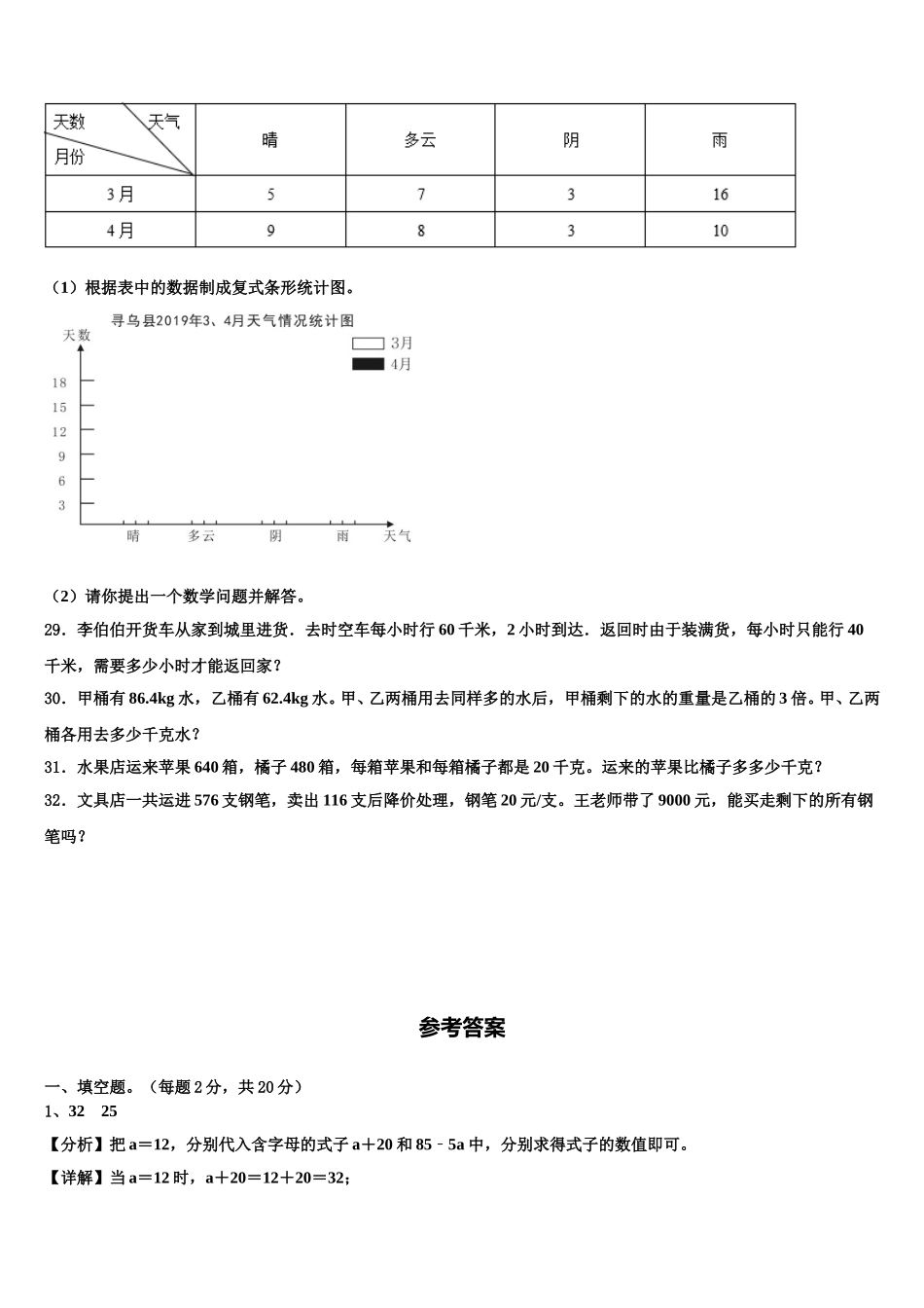 2025年邢台市内丘县数学四年级第二学期期末检测试题含解析_第3页