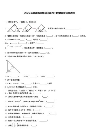 2025年肃南裕固族自治县四下数学期末预测试题含解析