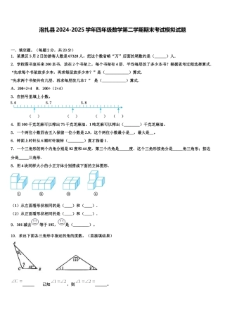 洛扎县2024-2025学年四年级数学第二学期期末考试模拟试题含解析