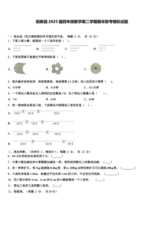 阳新县2025届四年级数学第二学期期末联考模拟试题含解析