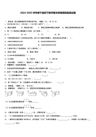2024-2025学年新干县四下数学期末质量跟踪监视试题含解析