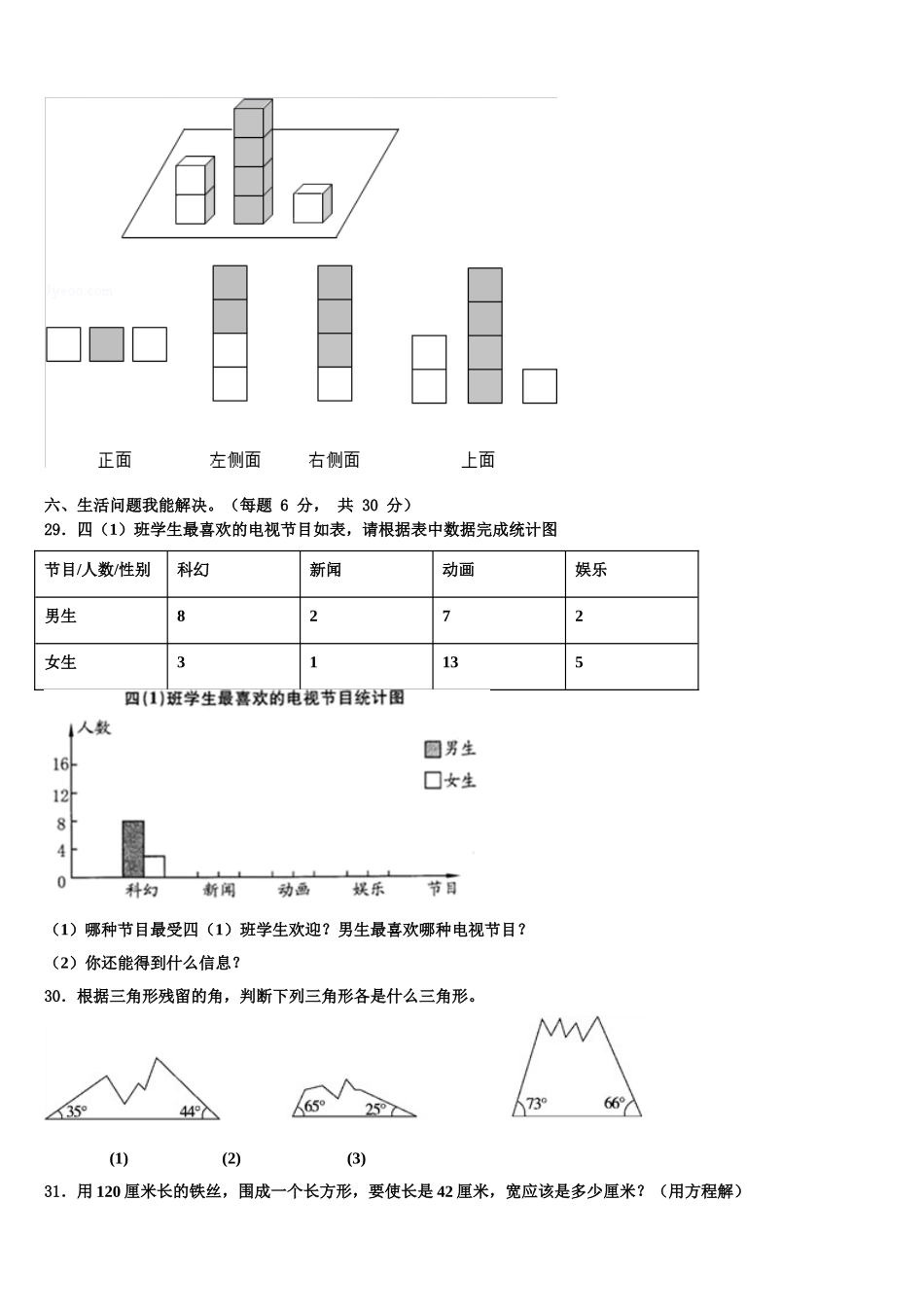 贡山独龙族怒族自治县2025届数学四下期末质量检测试题含解析_第3页