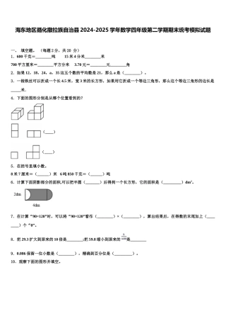 海东地区循化撒拉族自治县2024-2025学年数学四年级第二学期期末统考模拟试题含解析