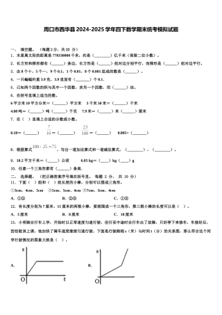 周口市西华县2024-2025学年四下数学期末统考模拟试题含解析