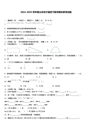 2024-2025学年黄山市休宁县四下数学期末联考试题含解析