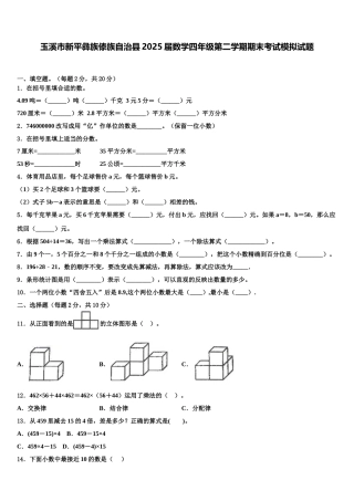 玉溪市新平彝族傣族自治县2025届数学四年级第二学期期末考试模拟试题含解析