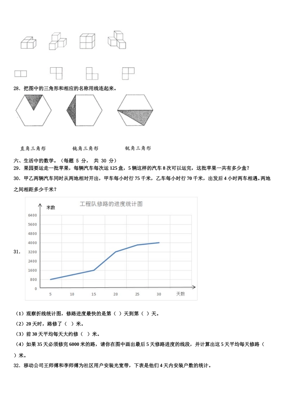 2025年玉溪市易门县数学四下期末学业质量监测试题含解析_第3页