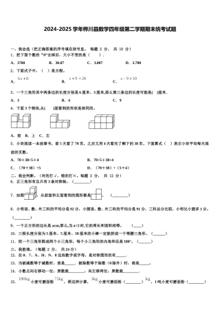 2024-2025学年桦川县数学四年级第二学期期末统考试题含解析