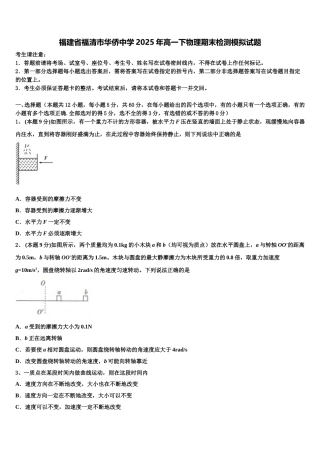 福建省福清市华侨中学2025年高一下物理期末检测模拟试题含解析