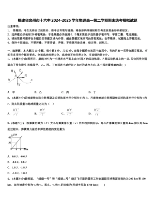 福建省泉州市十六中2024-2025学年物理高一第二学期期末统考模拟试题含解析