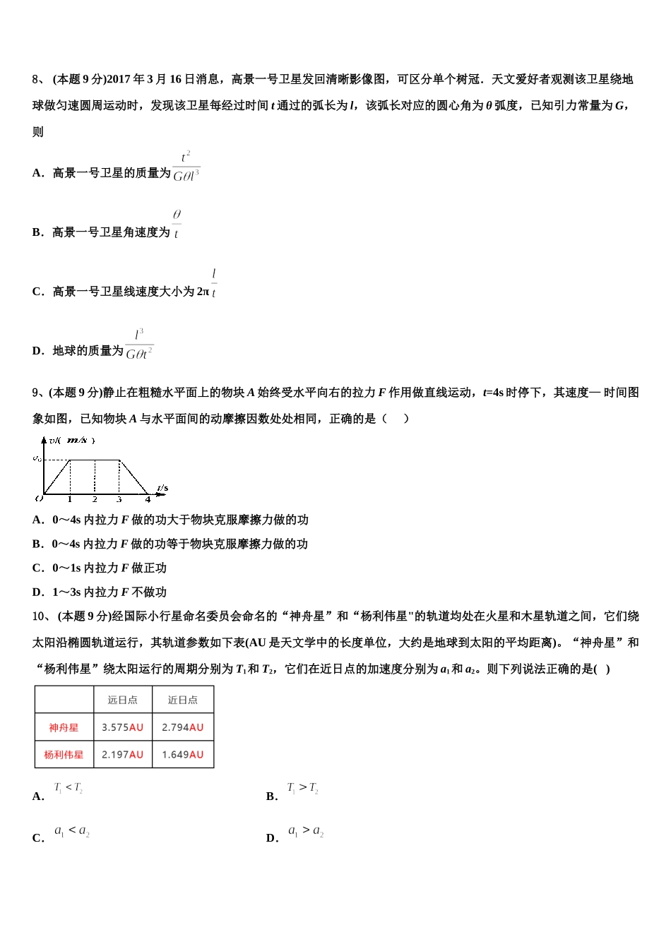 2025年吉林省汪清县第六中学高一物理第二学期期末监测模拟试题含解析_第3页