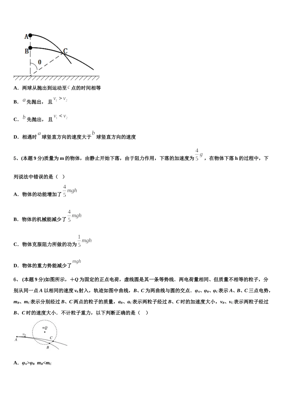 2025年江苏省盐城市盐都区高一物理第二学期期末达标检测模拟试题含解析_第2页