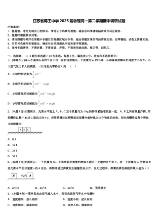 江苏省蒋王中学2025届物理高一第二学期期末调研试题含解析