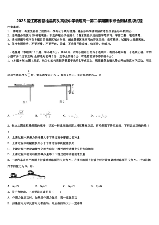 2025届江苏省赣榆县海头高级中学物理高一第二学期期末综合测试模拟试题含解析