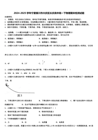 2024-2025学年宁夏银川市兴庆区长庆高中高一下物理期末检测试题含解析