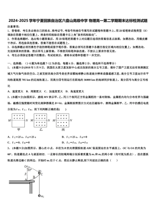 2024-2025学年宁夏回族自治区六盘山高级中学 物理高一第二学期期末达标检测试题含解析