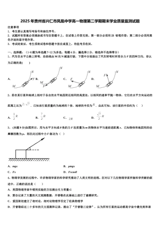 2025年贵州省兴仁市凤凰中学高一物理第二学期期末学业质量监测试题含解析