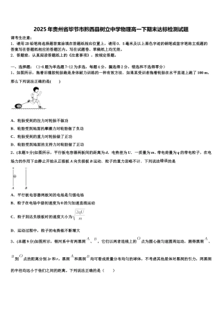 2025年贵州省毕节市黔西县树立中学物理高一下期末达标检测试题含解析