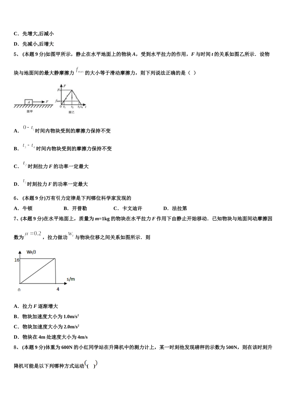 2025届复旦大学附属中学物理高一下期末经典试题含解析_第3页