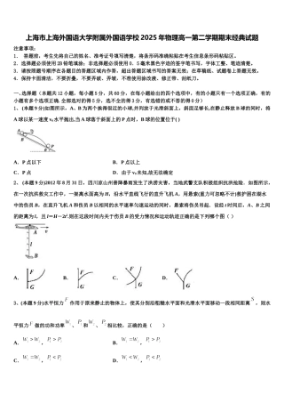 上海市上海外国语大学附属外国语学校2025年物理高一第二学期期末经典试题含解析