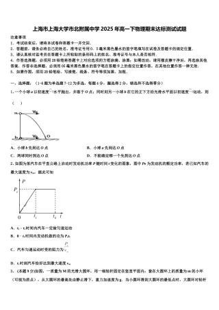 上海市上海大学市北附属中学2025年高一下物理期末达标测试试题含解析