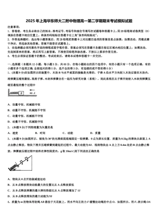 2025年上海华东师大二附中物理高一第二学期期末考试模拟试题含解析