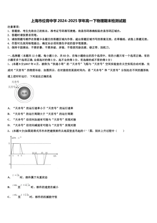 上海市位育中学2024-2025学年高一下物理期末检测试题含解析