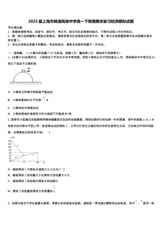 2025届上海市杨浦高级中学高一下物理期末复习检测模拟试题含解析