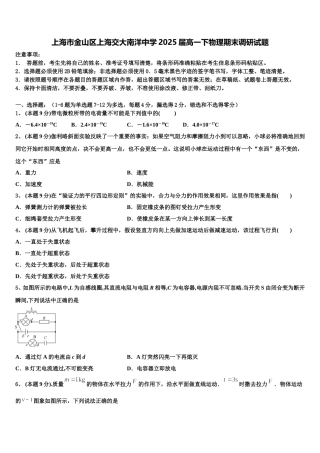上海市金山区上海交大南洋中学2025届高一下物理期末调研试题含解析