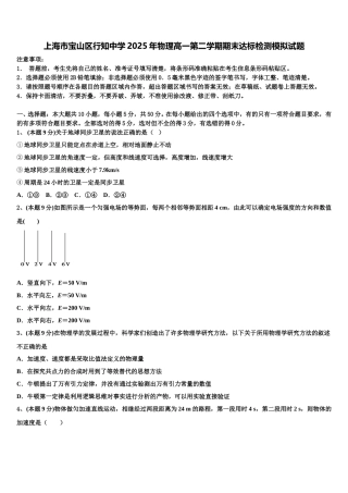 上海市宝山区行知中学2025年物理高一第二学期期末达标检测模拟试题含解析