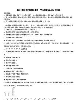 2025年上海市崇明中学高一下物理期末达标检测试题含解析