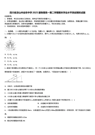 四川省凉山州会东中学2025届物理高一第二学期期末学业水平测试模拟试题含解析
