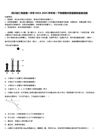 四川省仁寿县第一中学2024-2025学年高一下物理期末质量跟踪监视试题含解析
