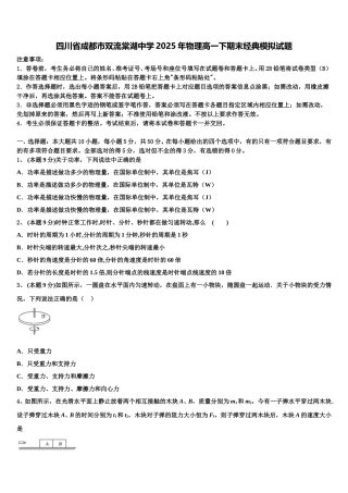 四川省成都市双流棠湖中学2025年物理高一下期末经典模拟试题含解析
