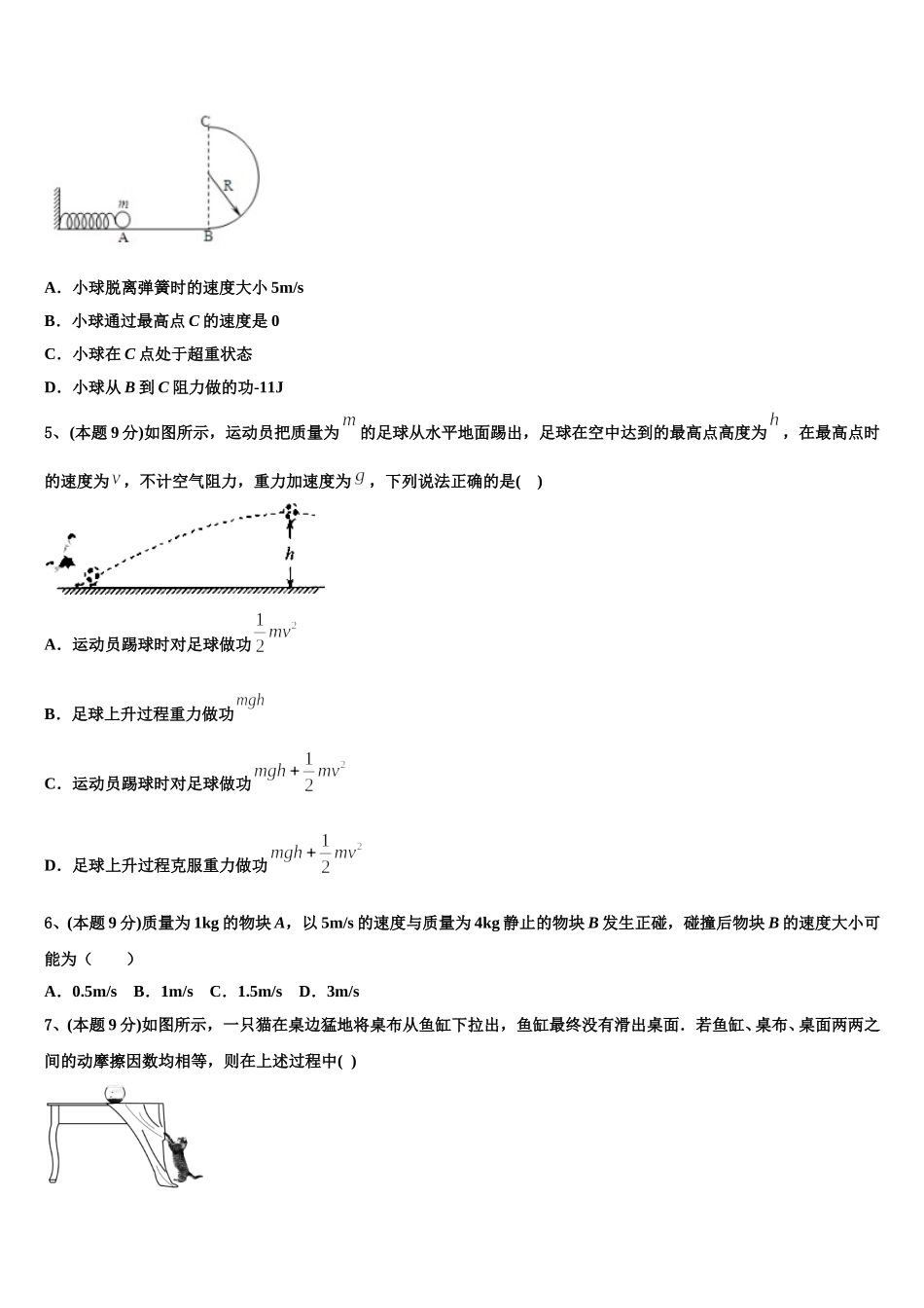 四川省广安市邻水县邻水实验学校2024-2025学年高一物理第二学期期末质量检测试题含解析_第2页