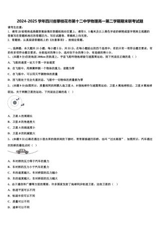 2024-2025学年四川省攀枝花市第十二中学物理高一第二学期期末联考试题含解析