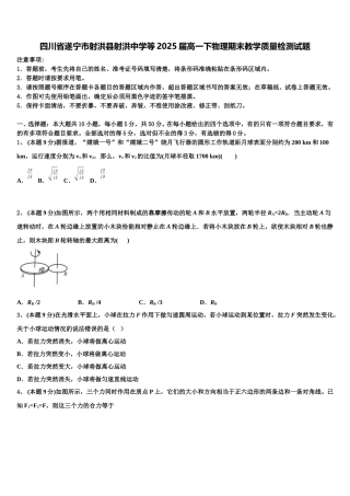 四川省遂宁市射洪县射洪中学等2025届高一下物理期末教学质量检测试题含解析
