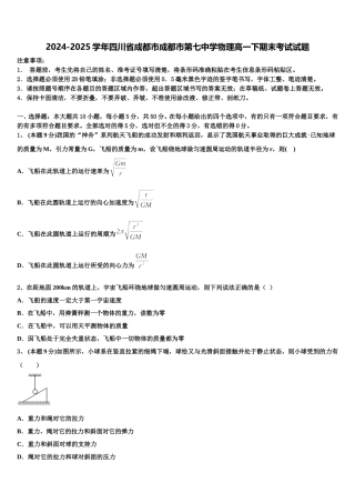 2024-2025学年四川省成都市成都市第七中学物理高一下期末考试试题含解析