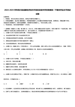 2024-2025学年四川省成都经济技术开发区实验中学校物理高一下期末学业水平测试试题含解析